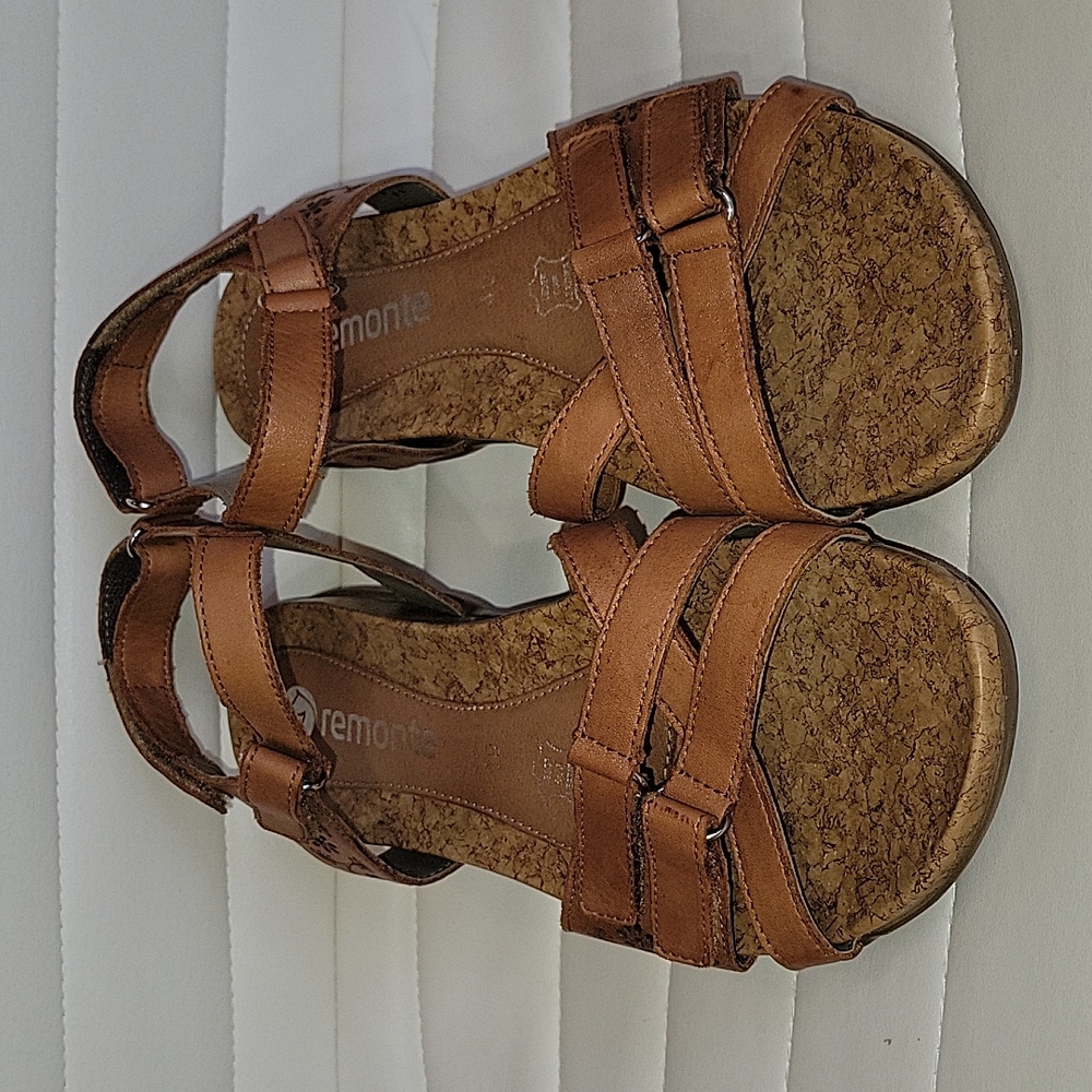 Remonte by Rieker Wedge Brown Leather Sandals Sz. 40 - Picture 8 of 8